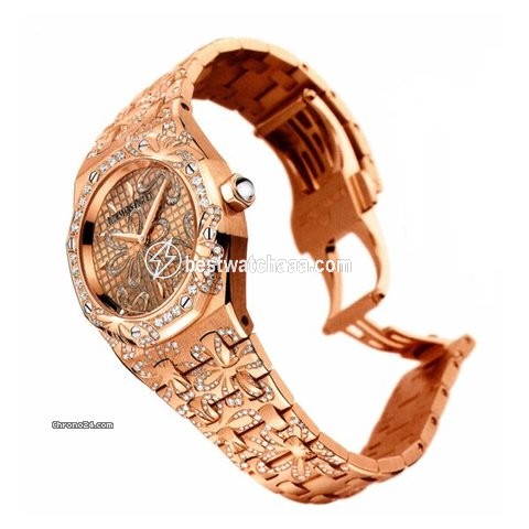 IMG_9086 Audemars Piguet Royal Oak Lady Womens watch Quartz Rose gold 67617OR.ZZ.1235OR.01 3