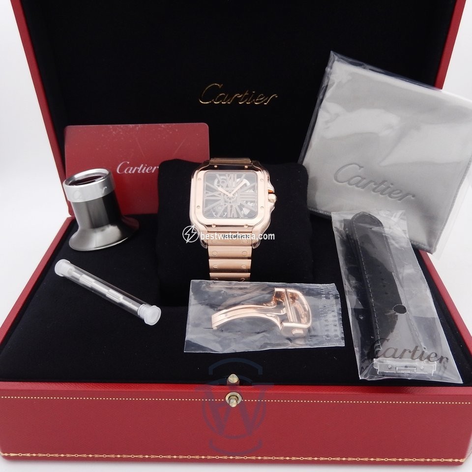 IMG_9081 Cartier Santos Mens watch Unisex Manual winding Rose gold WHSA0008 Replica 4