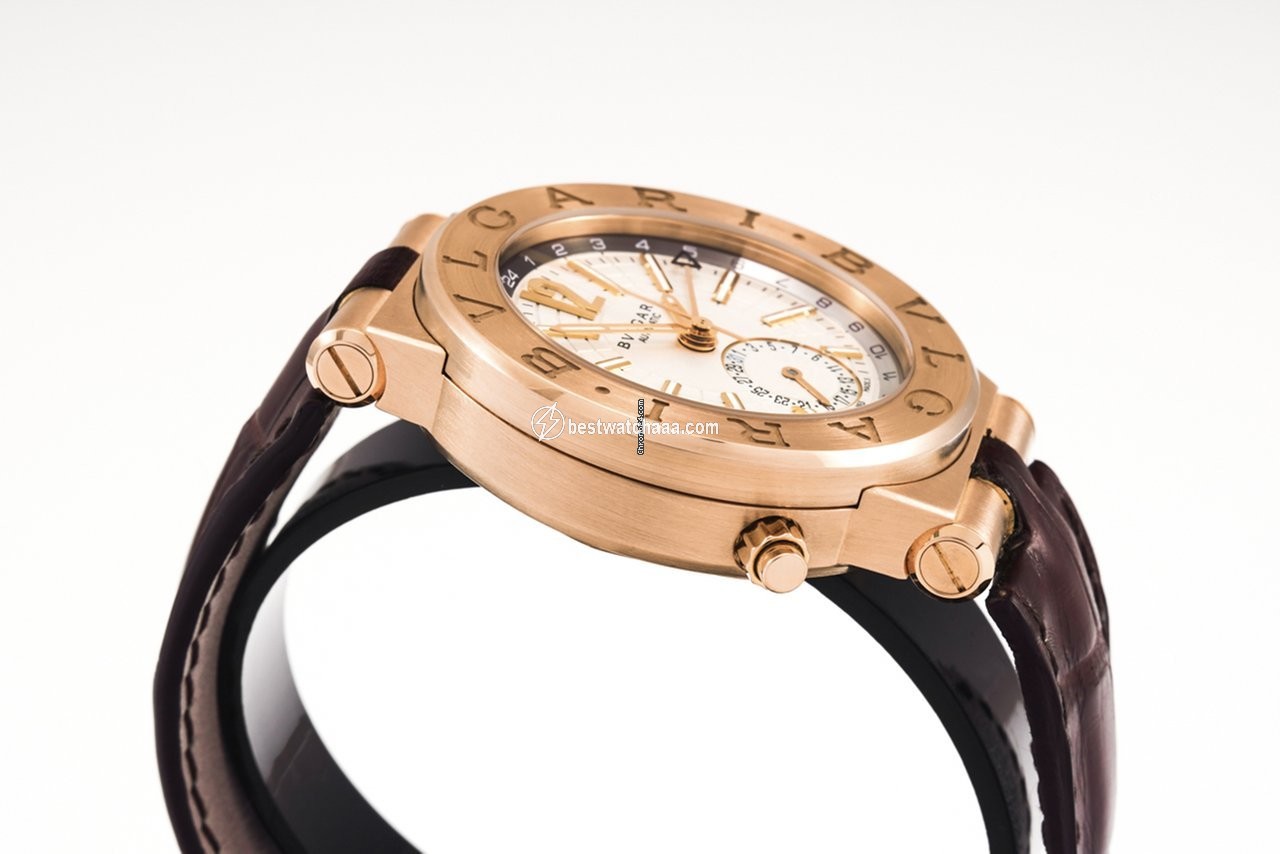 IMG_9081 Bulgari Diagono Mens watch Unisex Automatic Rose gold DGP 40 G GMT Replica 4