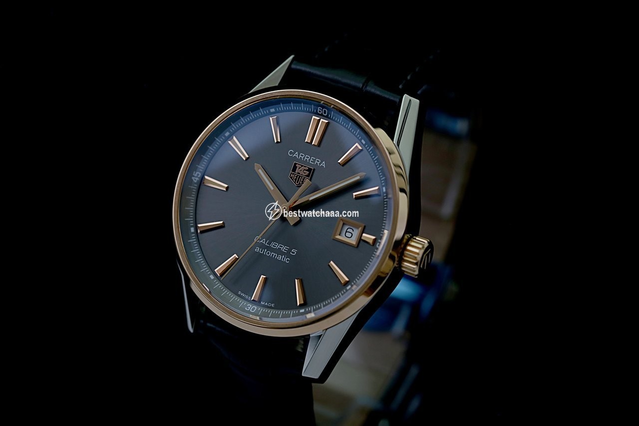 IMG_9081 TAG Heuer Carrera Calibre 5 Mens watch Unisex Automatic Gold Steel WAR215E.FC6336 Replica 4