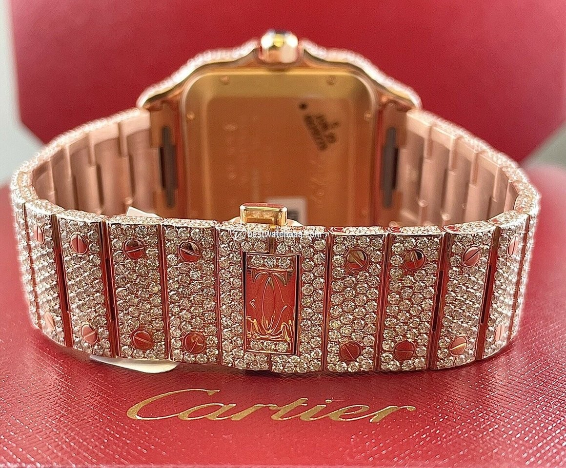 IMG_9081 Cartier Santos Mens watch Unisex Automatic Rose gold WGSA0009 Replica 4