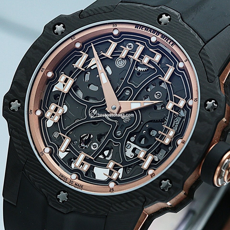 IMG_9081 Richard Mille Mens watch Unisex Automatic Rose gold 33-02 Replica 4