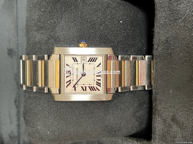 IMG_9081 Cartier Tank Francaise Mens watch Unisex Quartz Gold Steel W51012Q4 Replica 4