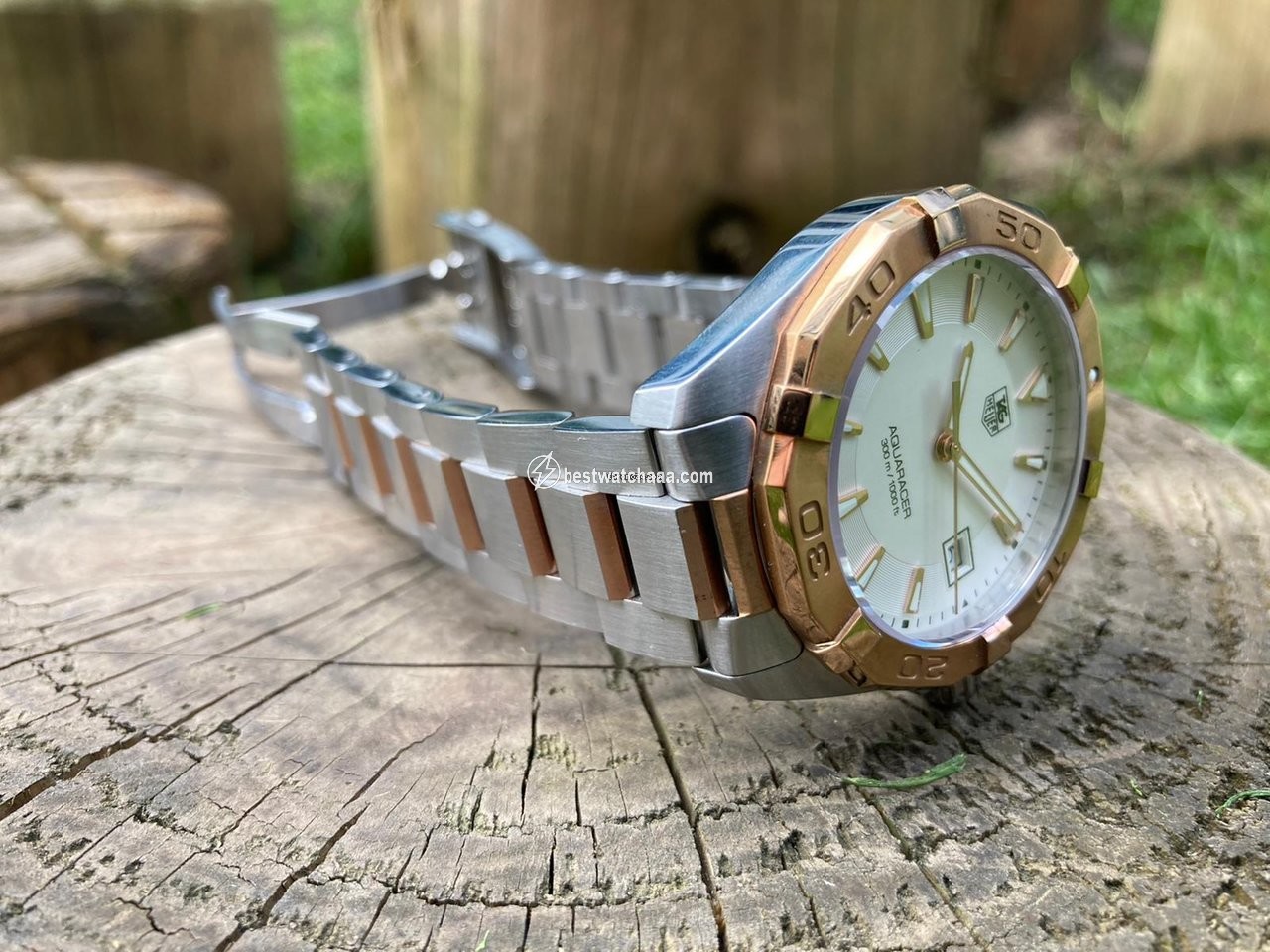 IMG_9081 TAG Heuer Aquaracer 300M Mens watch Unisex Quartz Gold Steel WAY1150.BD0911 Replica 4
