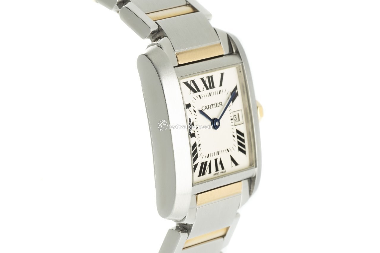 IMG_9081 Cartier Tank Francaise Womens watch Quartz Gold Steel 2465 Replica 4