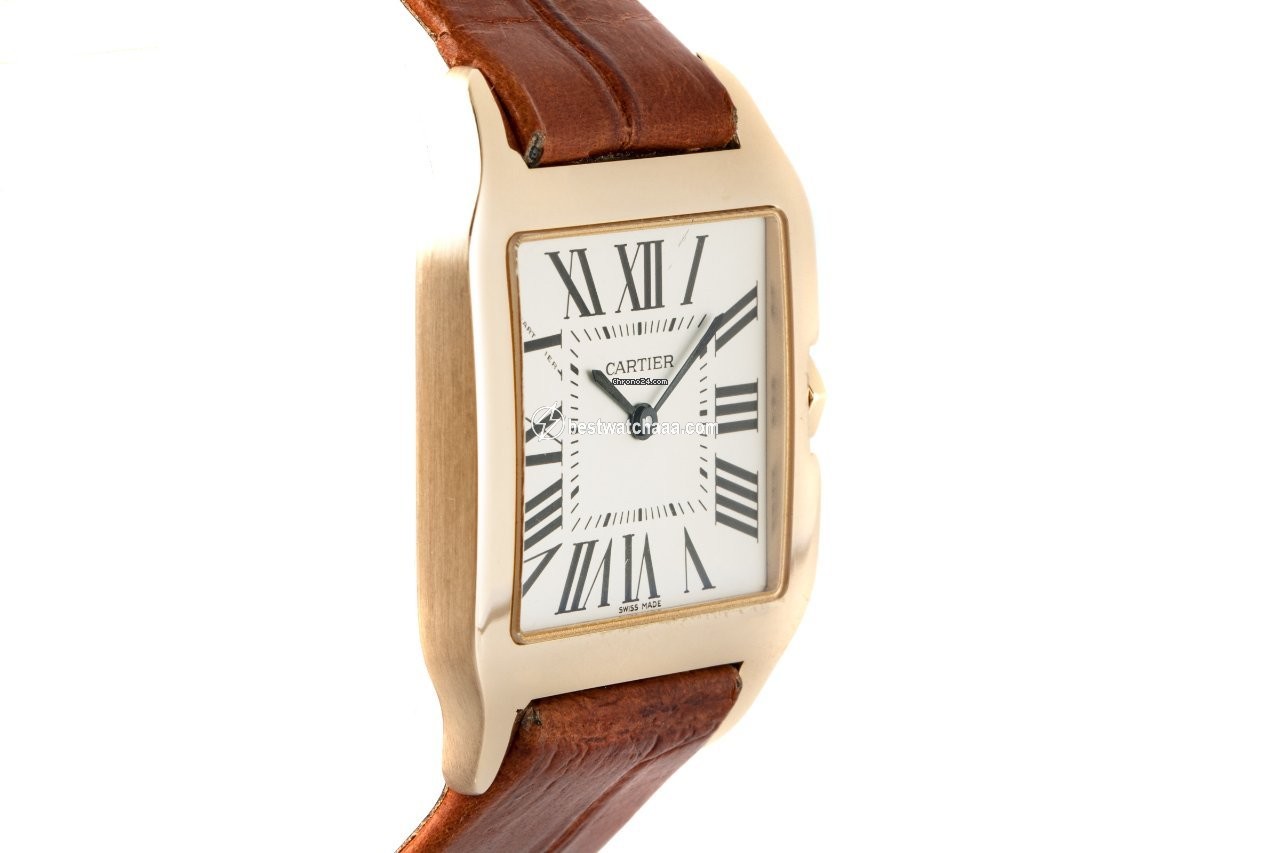 IMG_9081 Cartier Santos Dumont Mens watch Unisex Quartz Yellow gold 2788 Replica 4