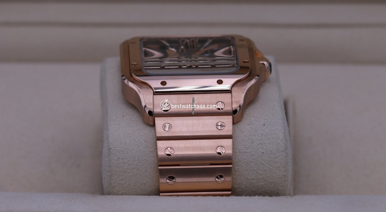IMG_9081 Cartier Santos Mens watch Unisex Manual winding Rose gold WHSA0016 Replica 4