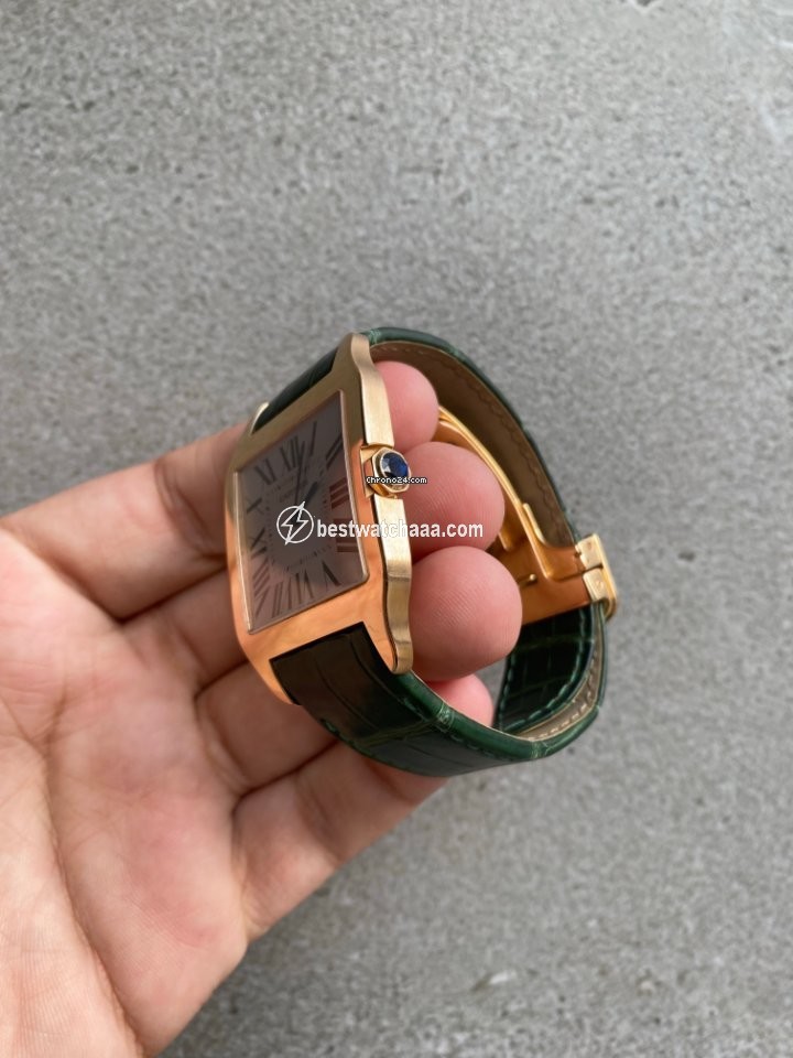 IMG_9081 Cartier Santos Dumont Mens watch Unisex Manual winding Rose gold 2650 Replica 4