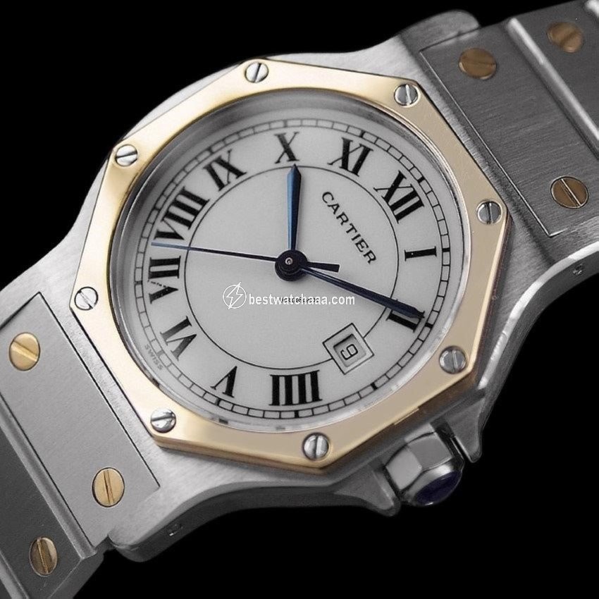 IMG_9081 Cartier Santos Mens watch Unisex Automatic Gold Steel 8275ST Replica 4