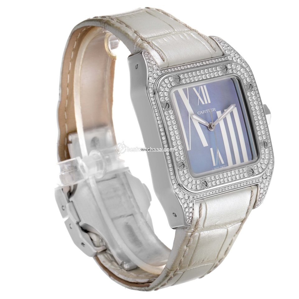 IMG_9081 Cartier Santos 100 Womens watch Automatic White gold WM503251 Replica 4