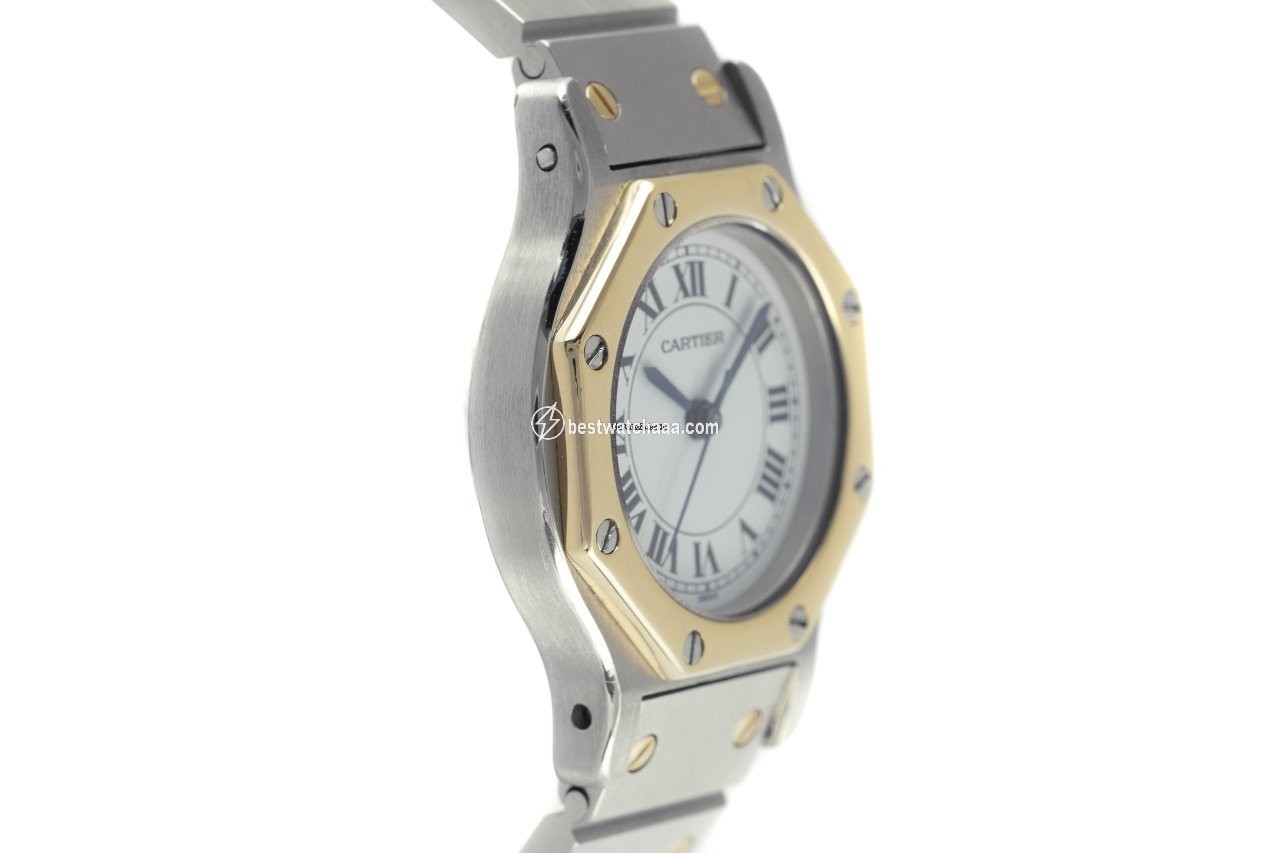 IMG_9081 Cartier Santos Womens watch Automatic Gold Steel 09078 Replica 4