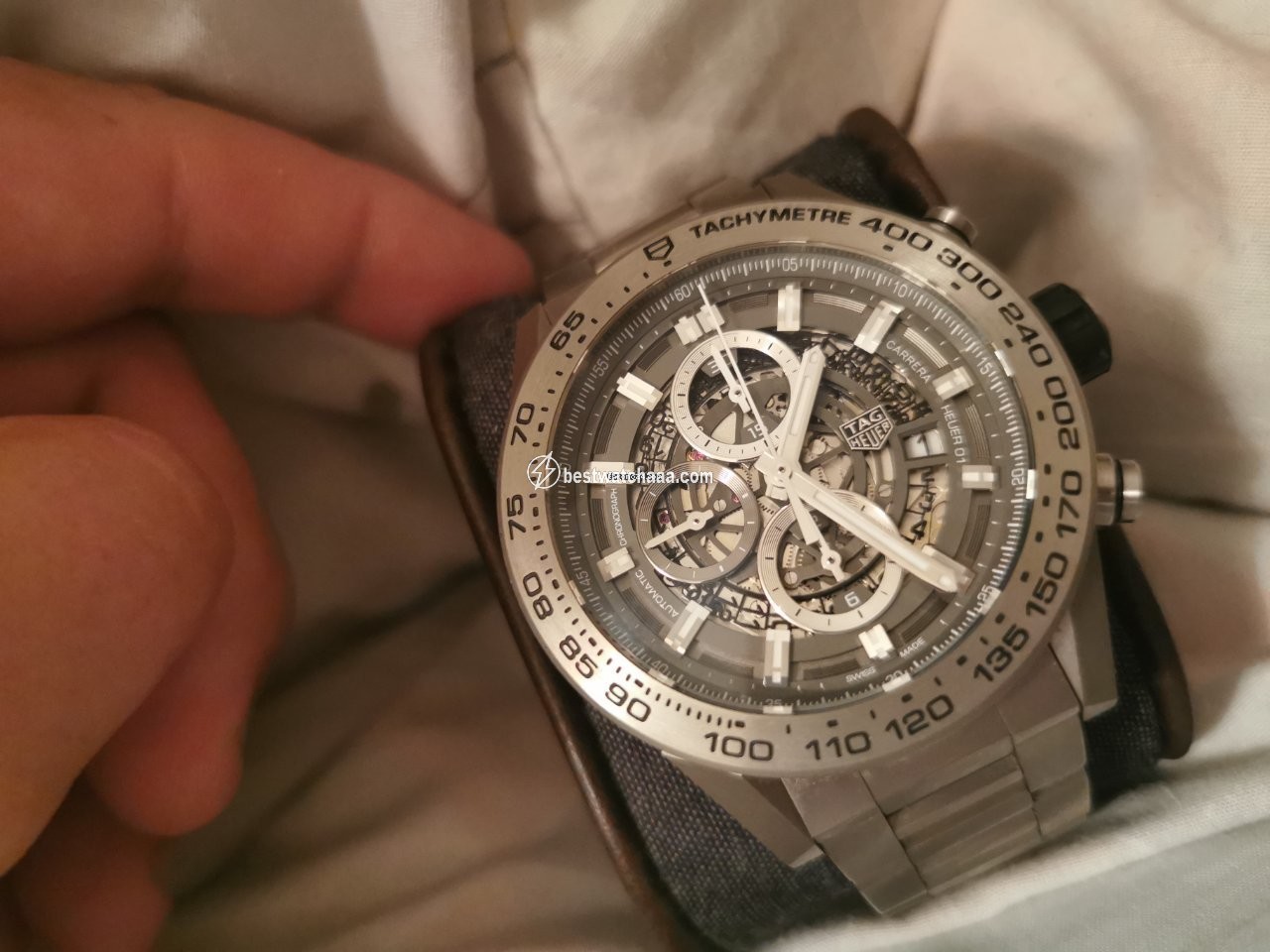 IMG_9081 TAG Heuer Carrera Calibre HEUER 01 Mens watch Unisex Automatic Titanium CAR2A8A.BF0707 Replica 4