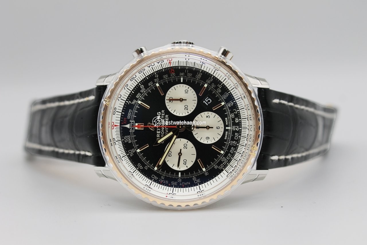 IMG_9081 Breitling Navitimer 01 (46 MM) Mens watch Unisex Automatic Gold Steel UB0127211B1P2 Replica 4