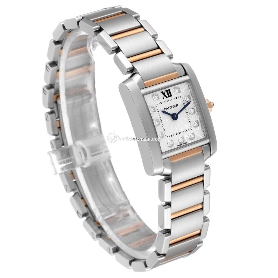 IMG_9081 Cartier Tank Francaise Womens watch Quartz Gold Steel WE110004 Replica 4