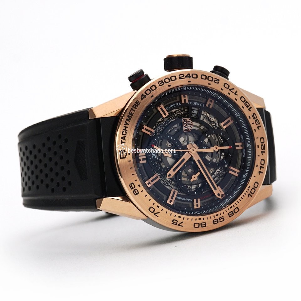 IMG_9081 TAG Heuer Carrera Calibre HEUER 01 Mens watch Unisex Automatic Rose gold CAR2A5B.FT6044 Replica 4