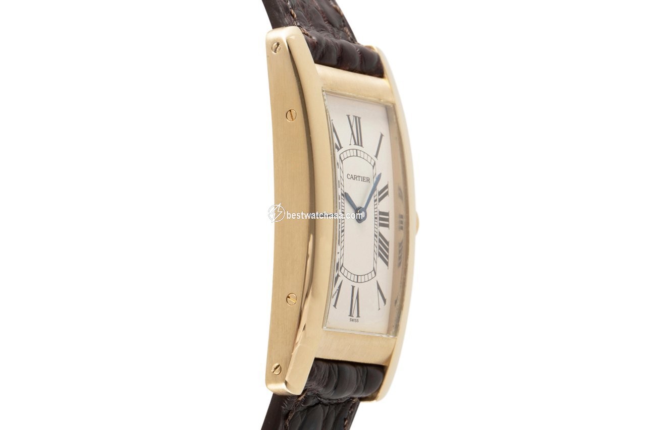 IMG_9081 Cartier Tank Americaine Mens watch Unisex Quartz Yellow gold 1720 Replica 4