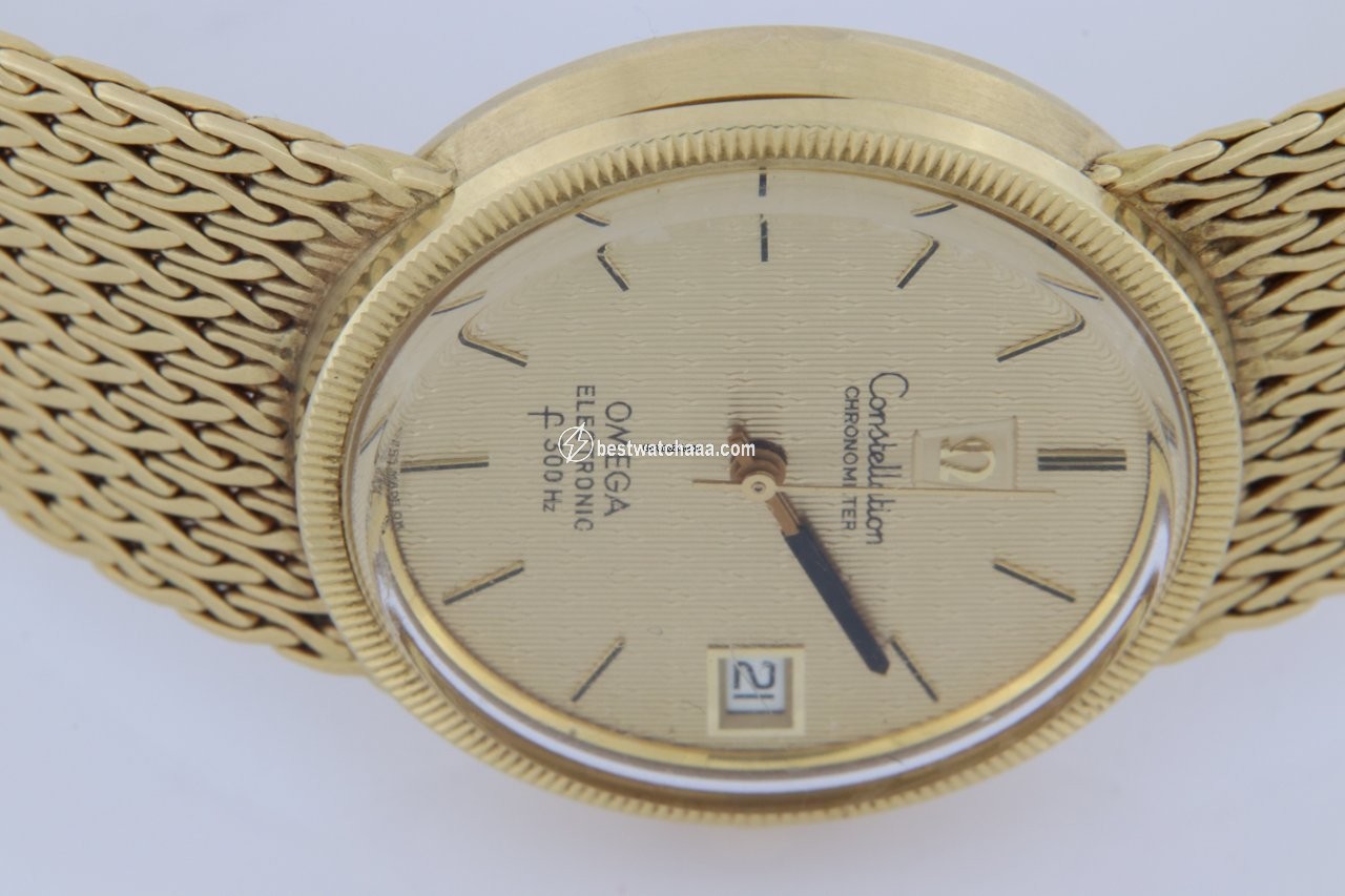IMG_9081 Omega Constellation Mens watch Unisex Quartz Yellow gold f300Hz Replica 4