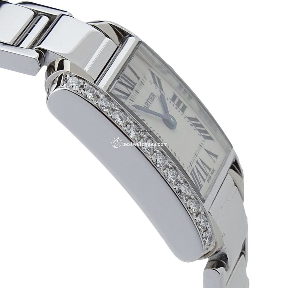 IMG_9081 Cartier Tank Francaise Mens watch Unisex Quartz White gold WE1002SE Replica 4