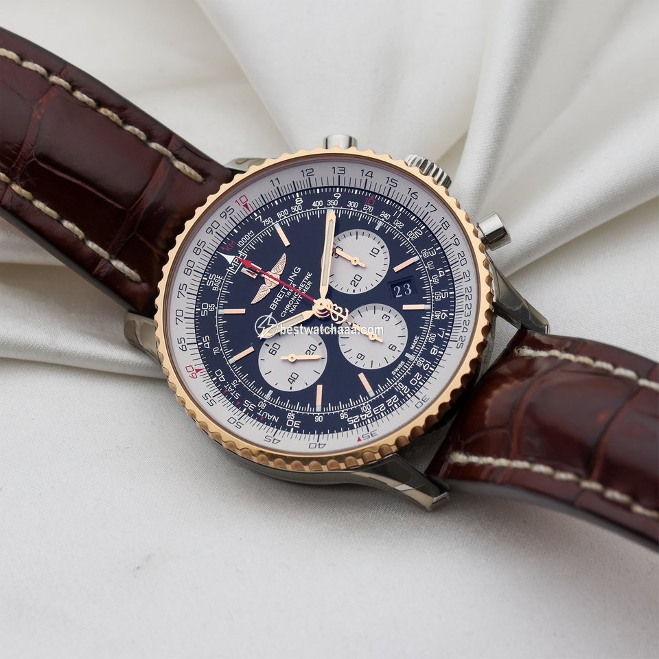 IMG_9081 Breitling Navitimer 01 (46 MM) Mens watch Unisex Automatic Gold Steel UB012721 BE18 Replica 4