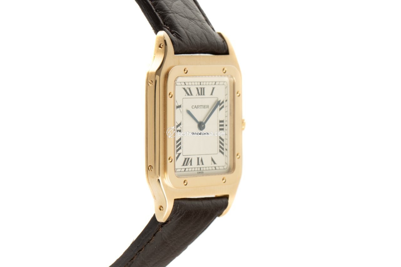IMG_9081 Cartier Santos Dumont Mens watch Unisex Manual winding Yellow gold 1575 Replica 4
