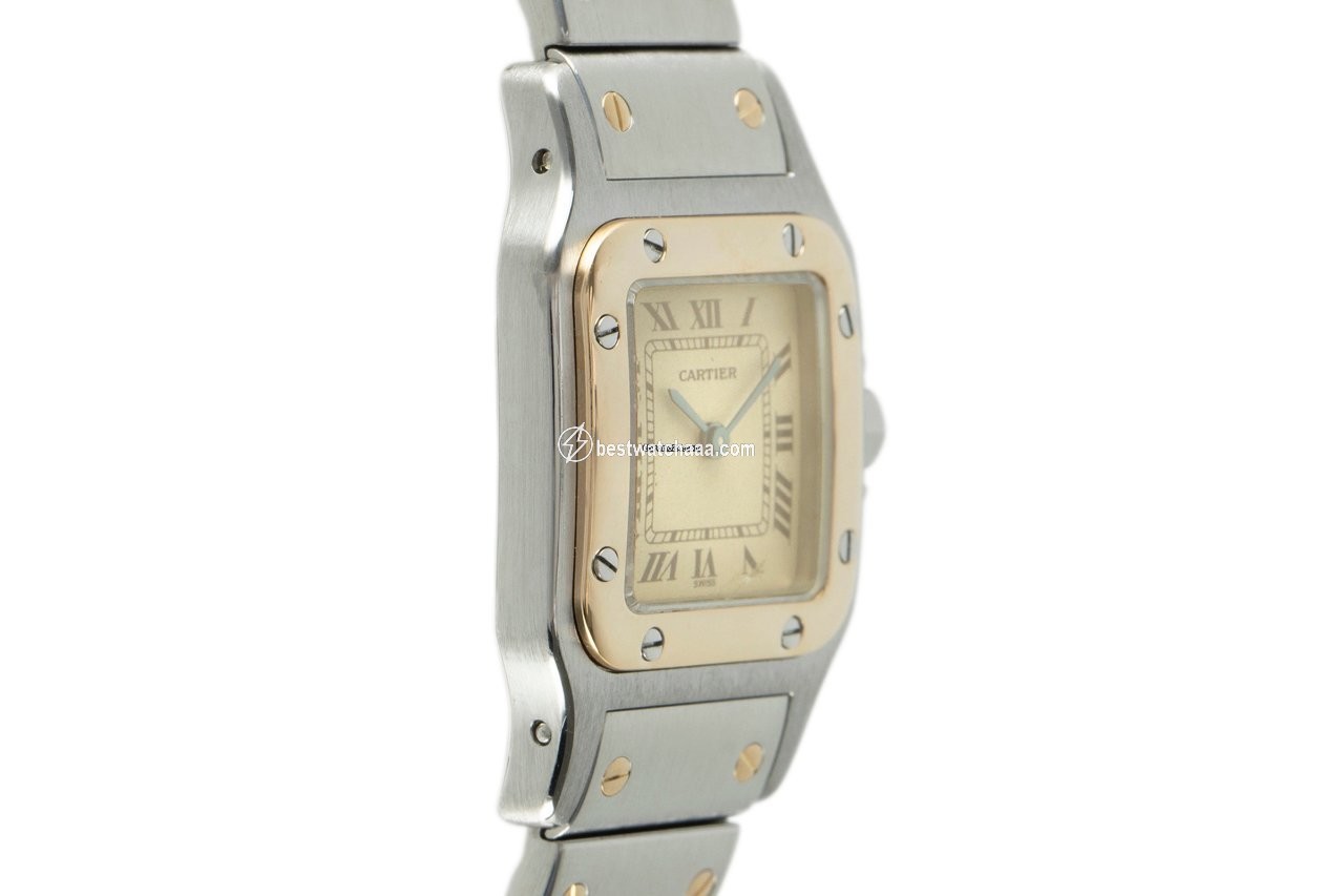 IMG_9081 Cartier Santos Womens watch Quartz Gold Steel 166930 Replica 4