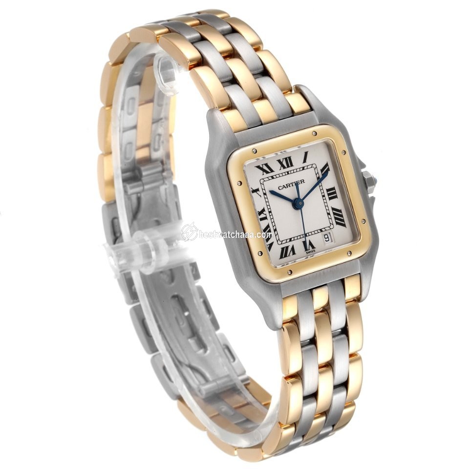 IMG_9081 Cartier Panthere Mens watch Unisex Quartz Gold Steel W25028B8 Replica 4