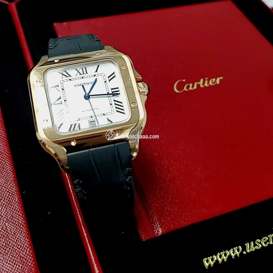 IMG_9081 Cartier Santos Mens watch Unisex Automatic Rose gold WGSA0019 Replica 4