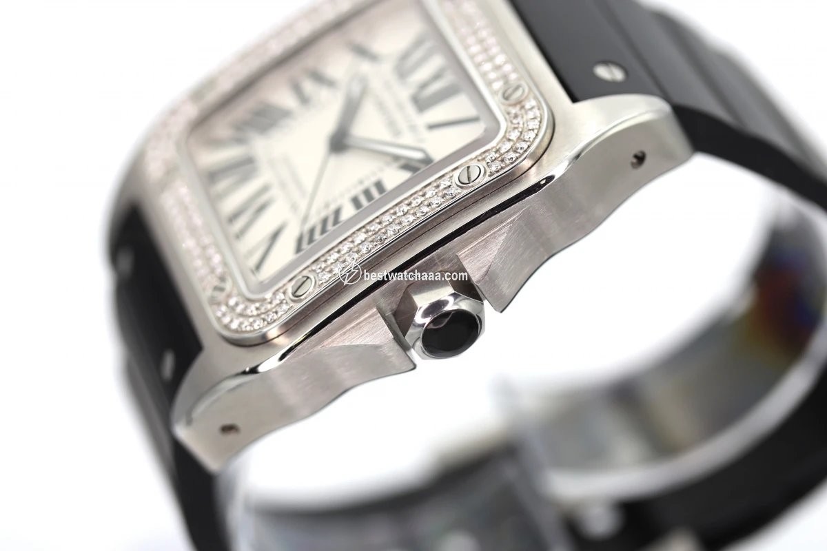 IMG_9081 Cartier Santos 100 Mens watch Unisex Automatic Steel 2656 Replica 4