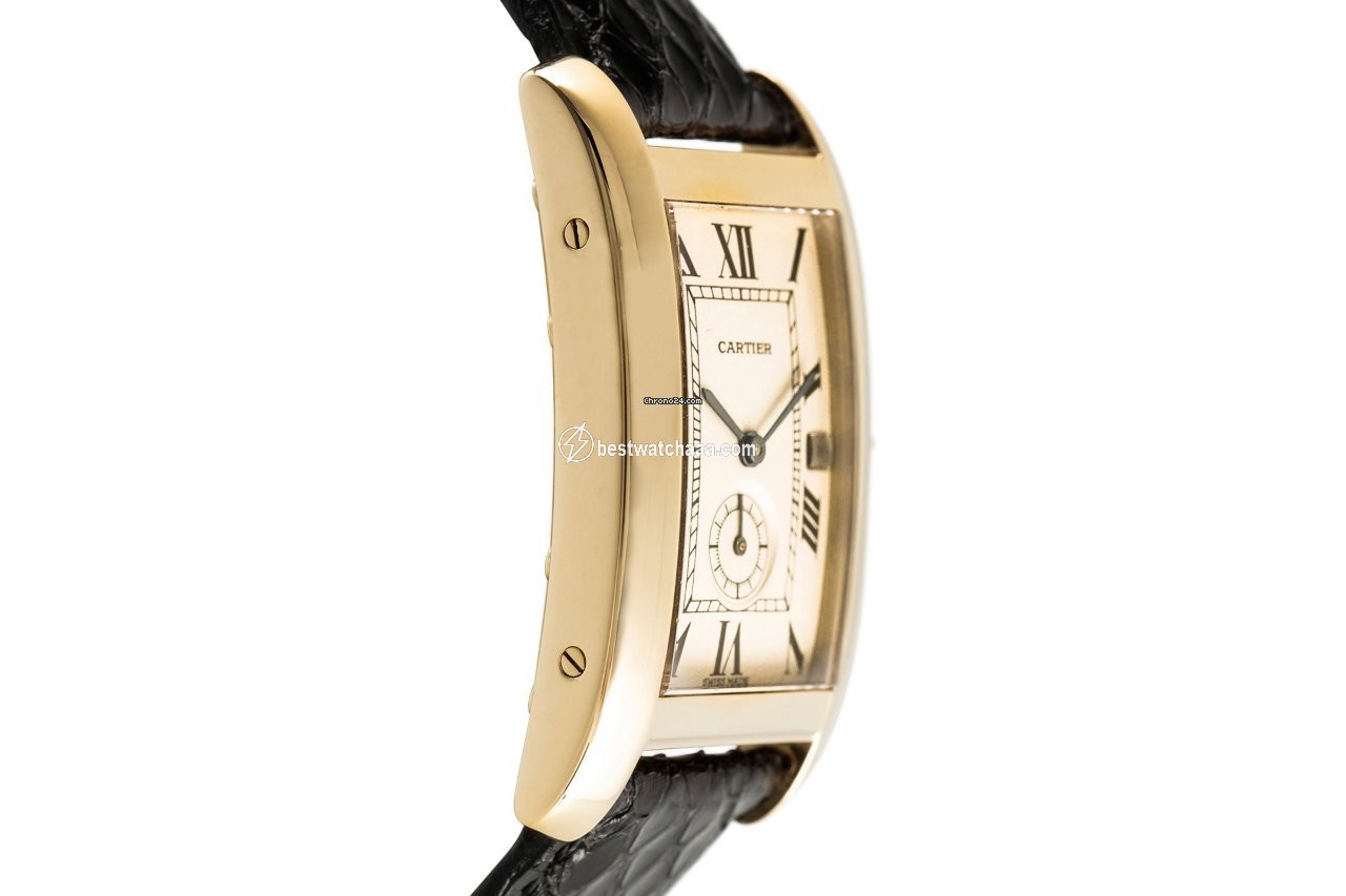 IMG_9081 Cartier Tank Americaine Mens watch Unisex Quartz Yellow gold 811905 Replica 4