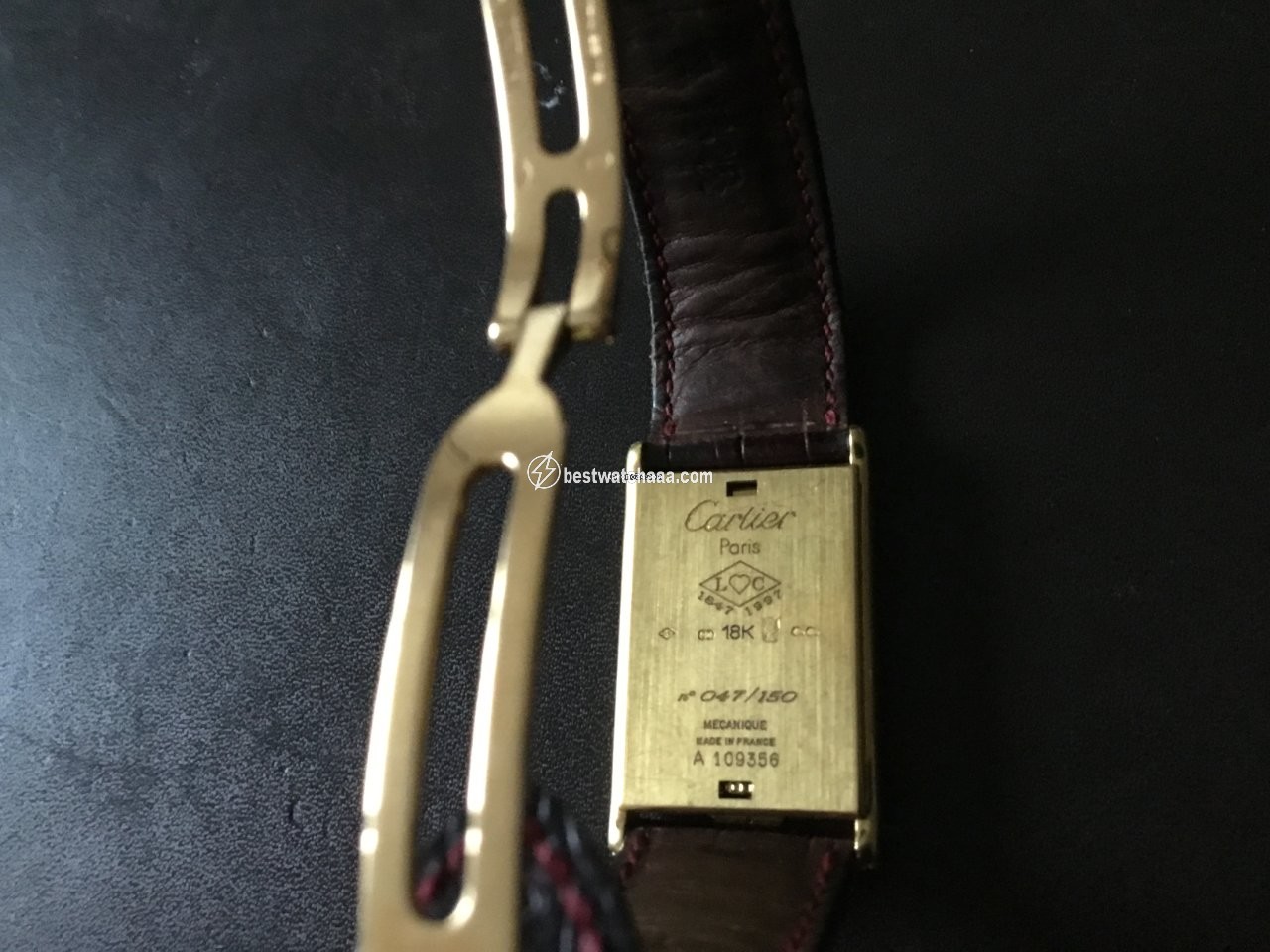 IMG_9081 Cartier Mens watch Unisex Quartz Yellow gold 2480 Replica 4