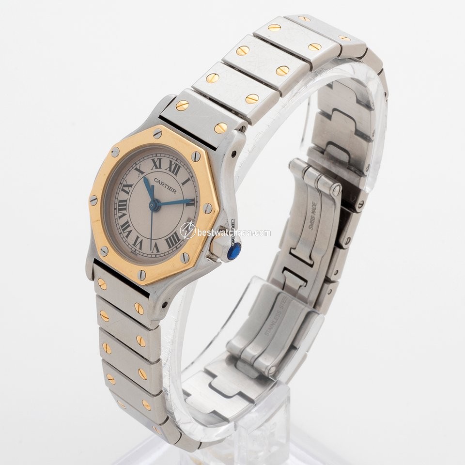 IMG_9081 Cartier Santos Womens watch Quartz Gold Steel 187903 Replica 4