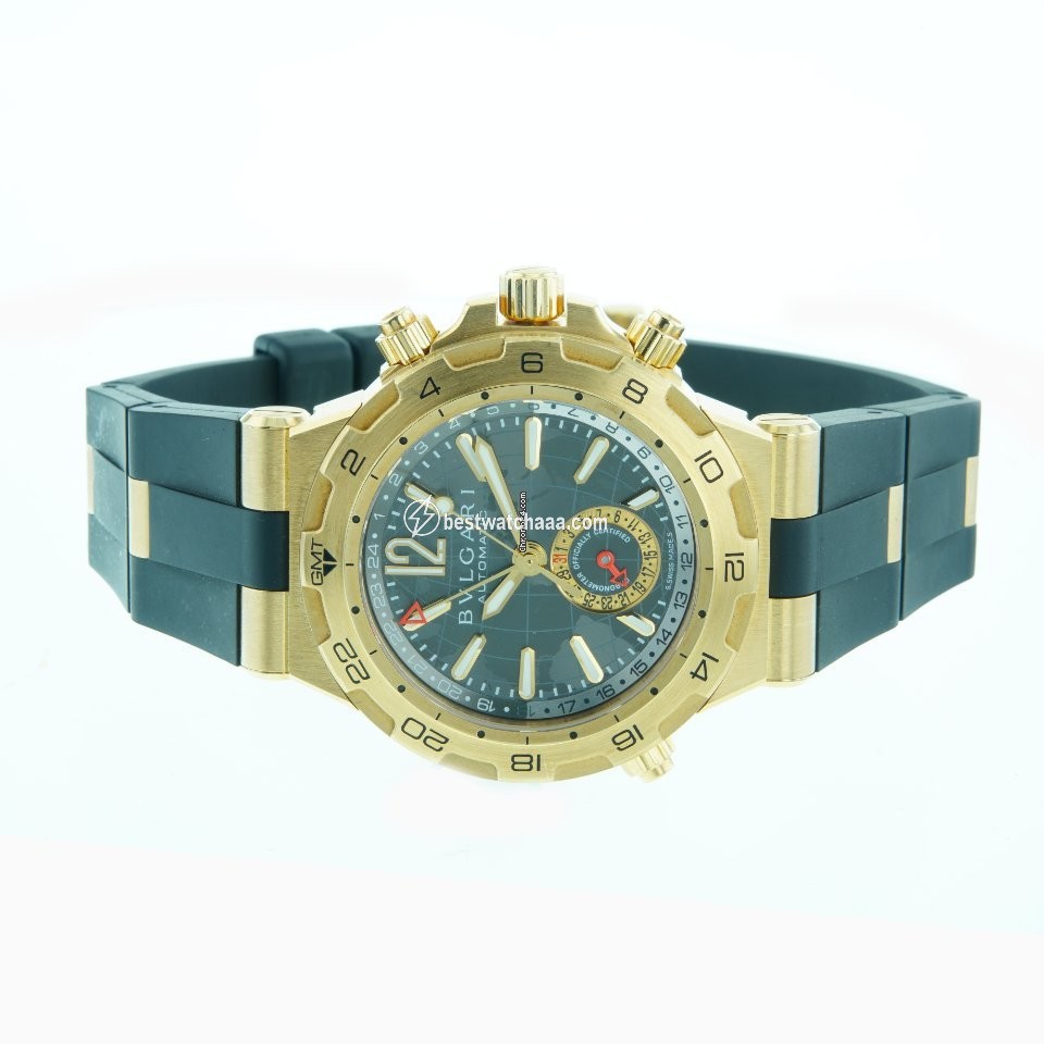 IMG_9081 Bulgari Diagono Mens watch Unisex Automatic Yellow gold DP 42 G GMT Replica 4