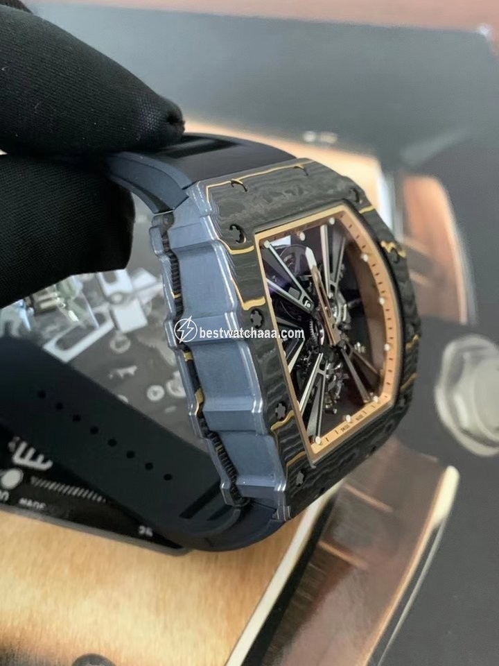 IMG_9081 Richard Mille Mens watch Unisex Automatic Carbon Richard Mille RM 12-01 Tourbillon Gold Quartz Tpt Replica 4