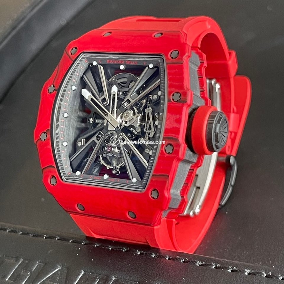 IMG_9081 Richard Mille Mens watch Unisex Automatic Carbon Richard Mille RM 12-01 Tourbillon Red Quartz Tpt Replica 4