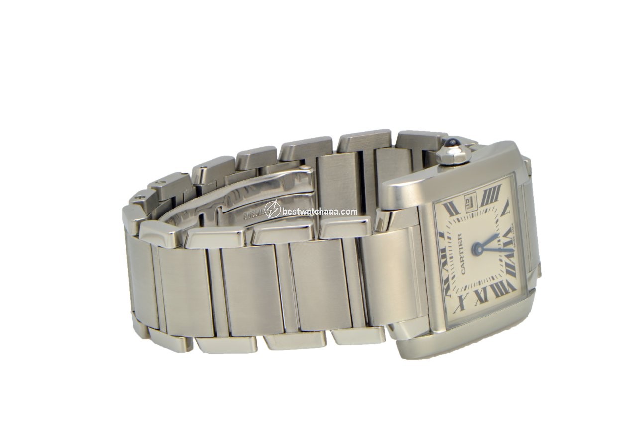 IMG_9081 Cartier Tank Francaise Mens watch Unisex Quartz Steel 2465 W51011Q3 Price reduced Replica 4