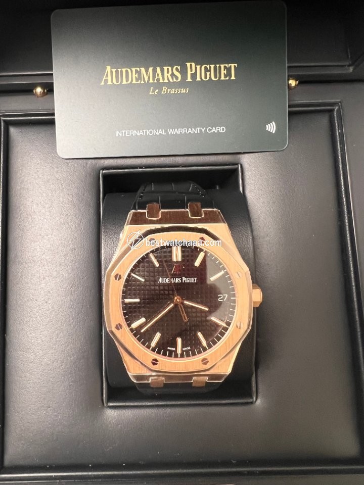 IMG_9081 Audemars Piguet Royal Oak Mens watch Unisex Automatic Rose gold 15500OR.OO.D002CR.01 Replica 5