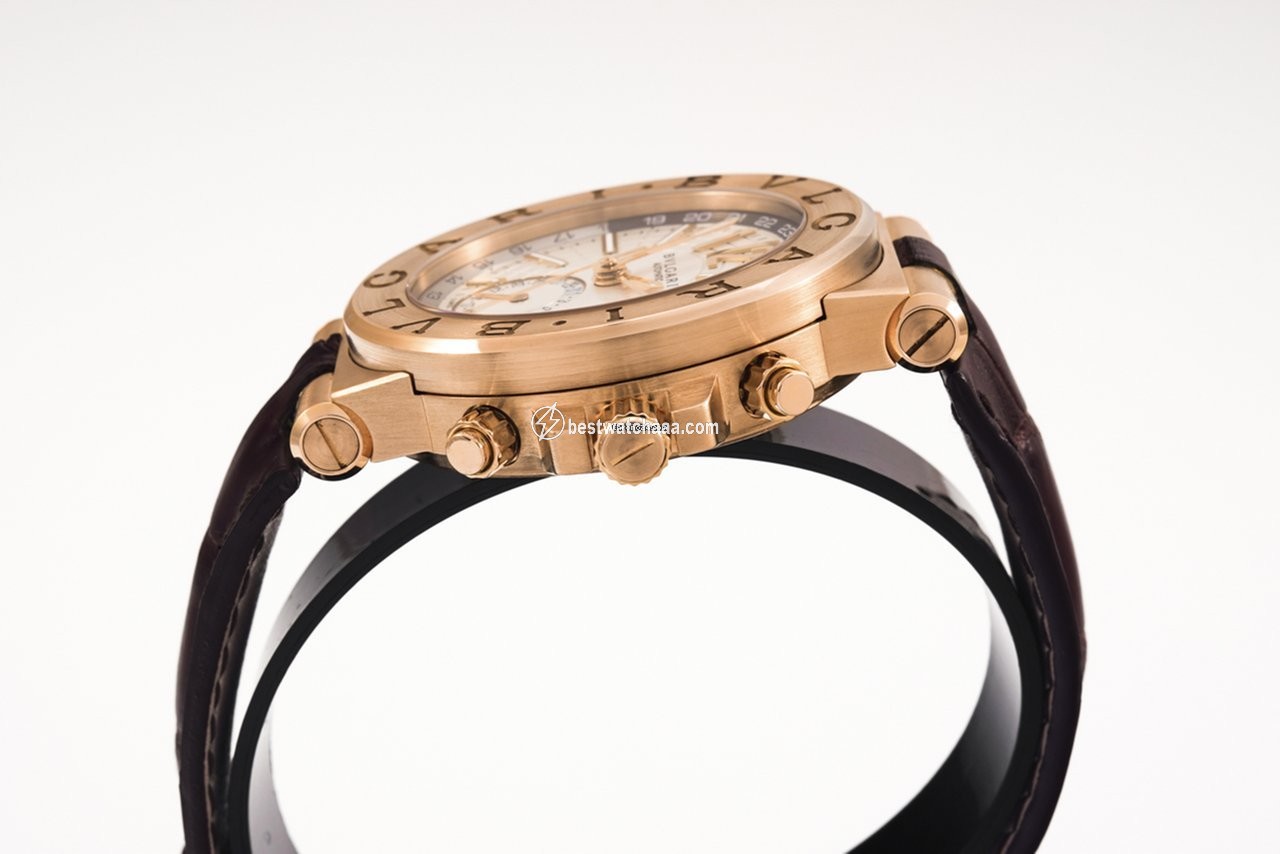 IMG_9081 Bulgari Diagono Mens watch Unisex Automatic Rose gold DGP 40 G GMT Replica 5