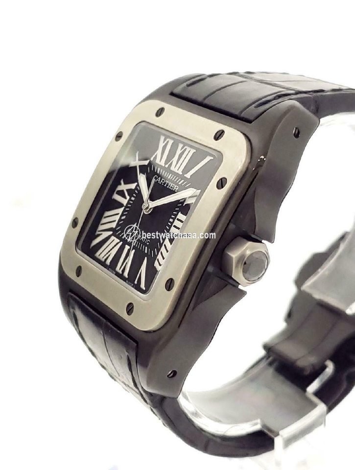 IMG_9081 Cartier Santos 100 Mens watch Unisex Automatic Steel W2020010 Replica 5