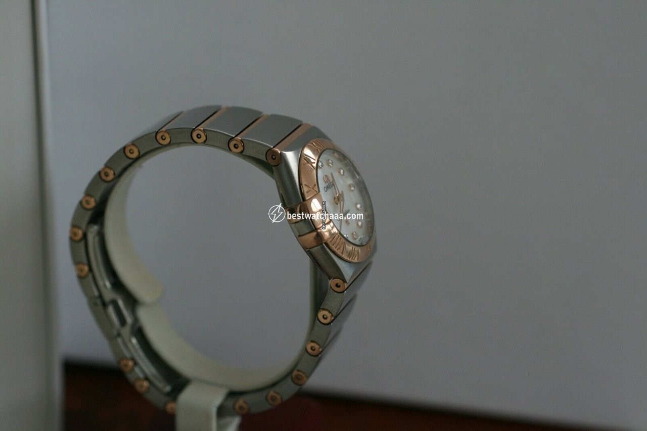 IMG_9081 Omega Constellation Quartz Womens watch Quartz Gold Steel 123.20.24.60.55.001 Replica 5