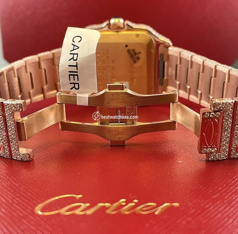 IMG_9081 Cartier Santos Mens watch Unisex Automatic Rose gold WGSA0009 Replica 5