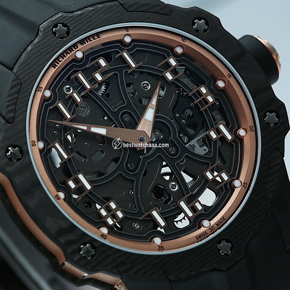 IMG_9081 Richard Mille Mens watch Unisex Automatic Rose gold 33-02 Replica 5