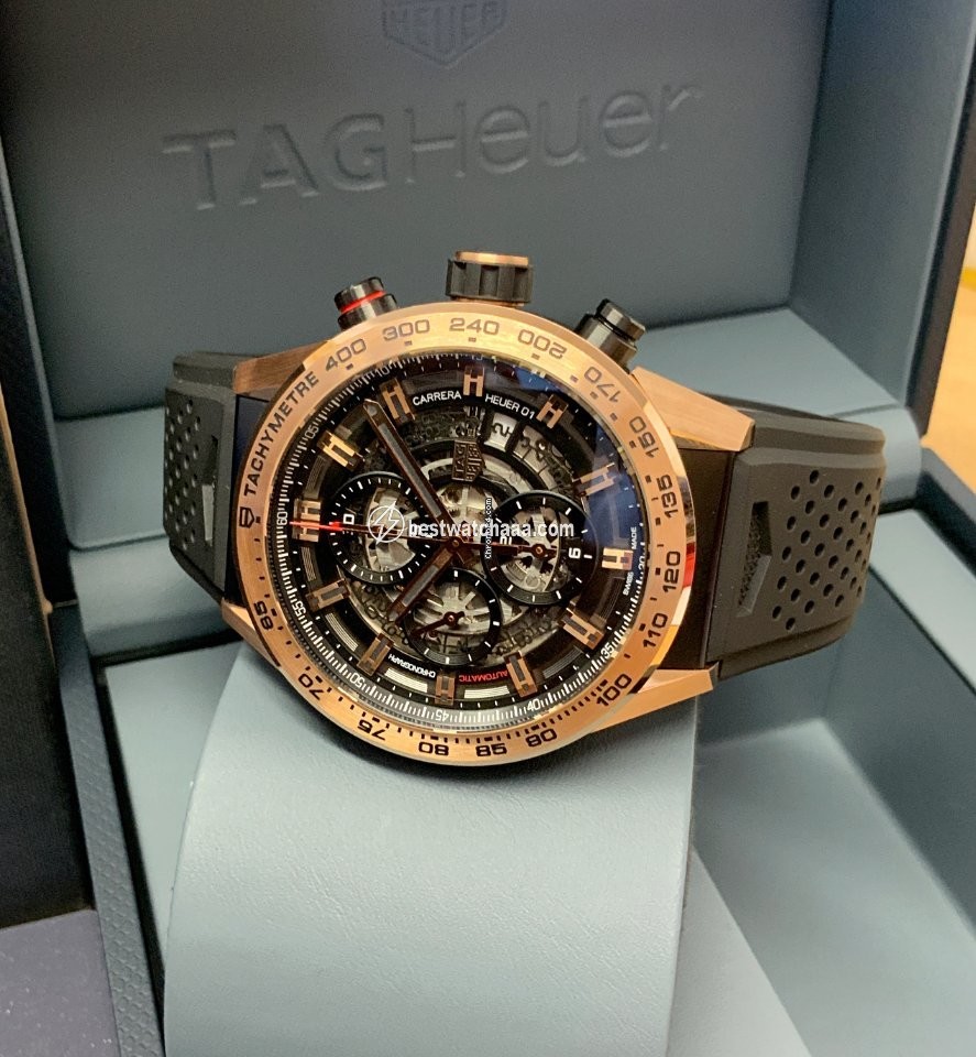 IMG_9081 TAG Heuer Carrera Mens watch Unisex Automatic Rose gold CAR205B.FT6087 Replica 5