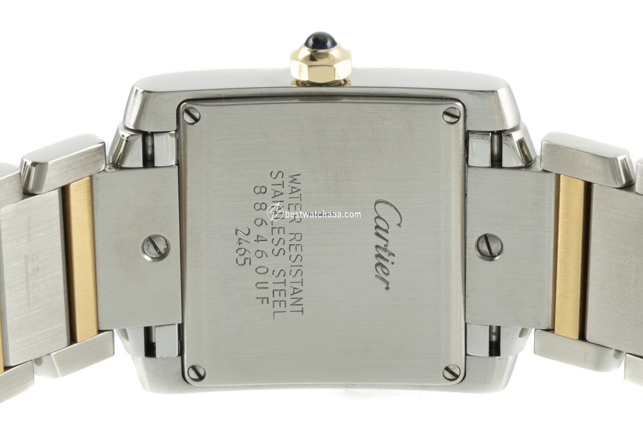 IMG_9081 Cartier Tank Francaise Womens watch Quartz Gold Steel 2465 Replica 5
