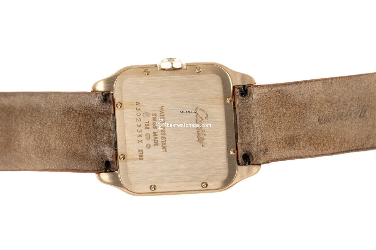 IMG_9081 Cartier Santos Dumont Mens watch Unisex Quartz Yellow gold 2788 Replica 5
