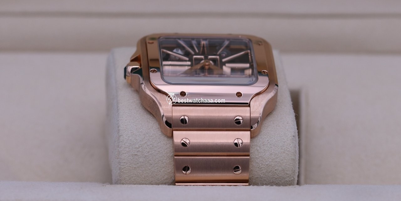 IMG_9081 Cartier Santos Mens watch Unisex Manual winding Rose gold WHSA0016 Replica 5