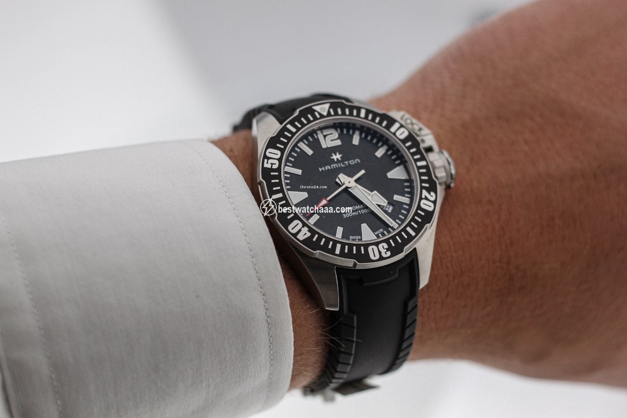 IMG_9081 Hamilton Khaki Navy Frogman Mens watch Unisex Automatic Steel H77605335 Replica 5