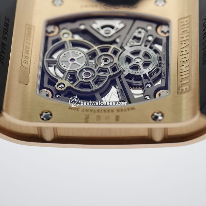 IMG_9081 Richard Mille Mens watch Unisex Manual winding Rose gold RM017 Replica 5