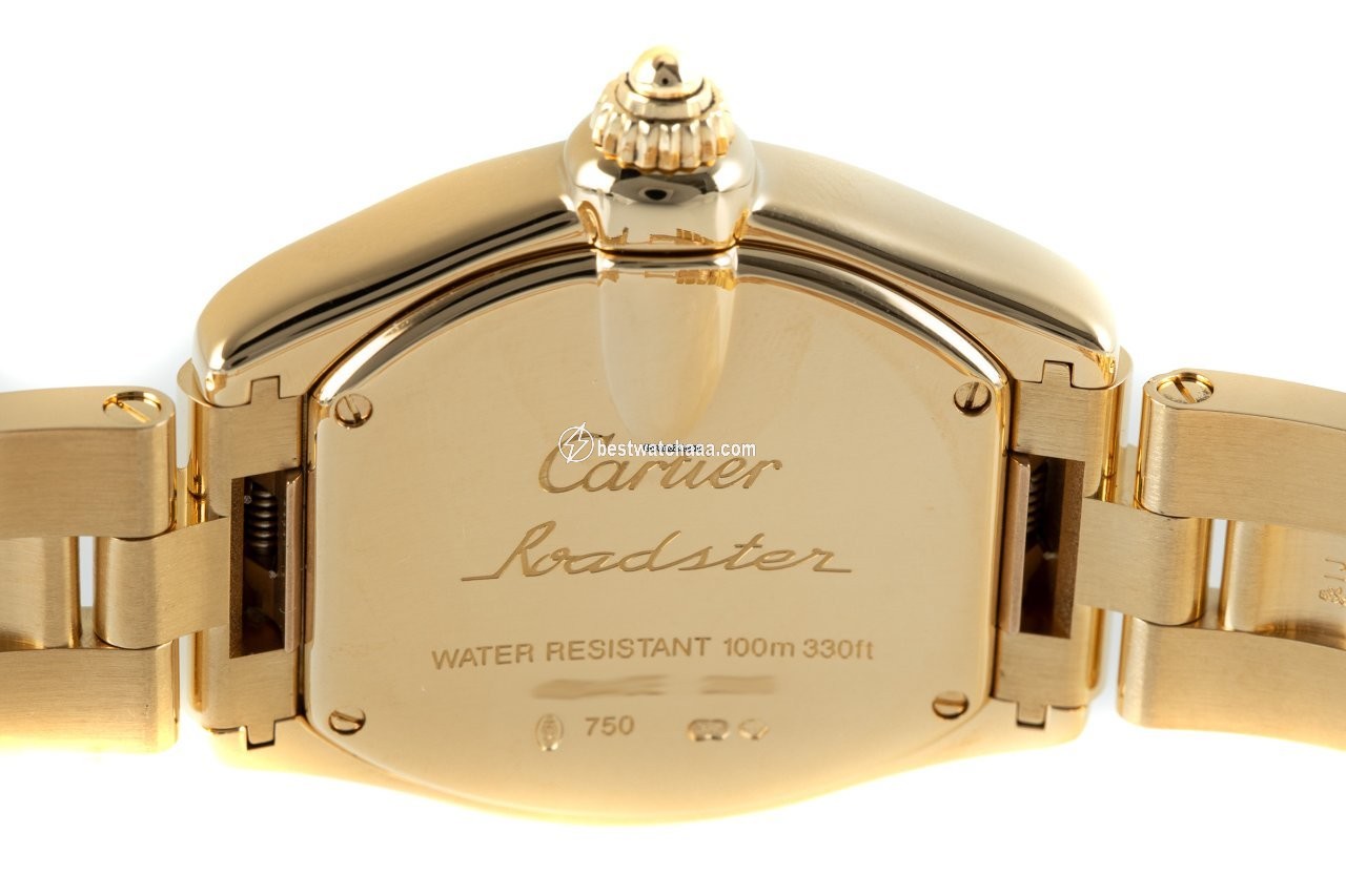 IMG_9081 Cartier Roadster Mens watch Unisex Quartz Yellow gold W62018V1 Replica 5