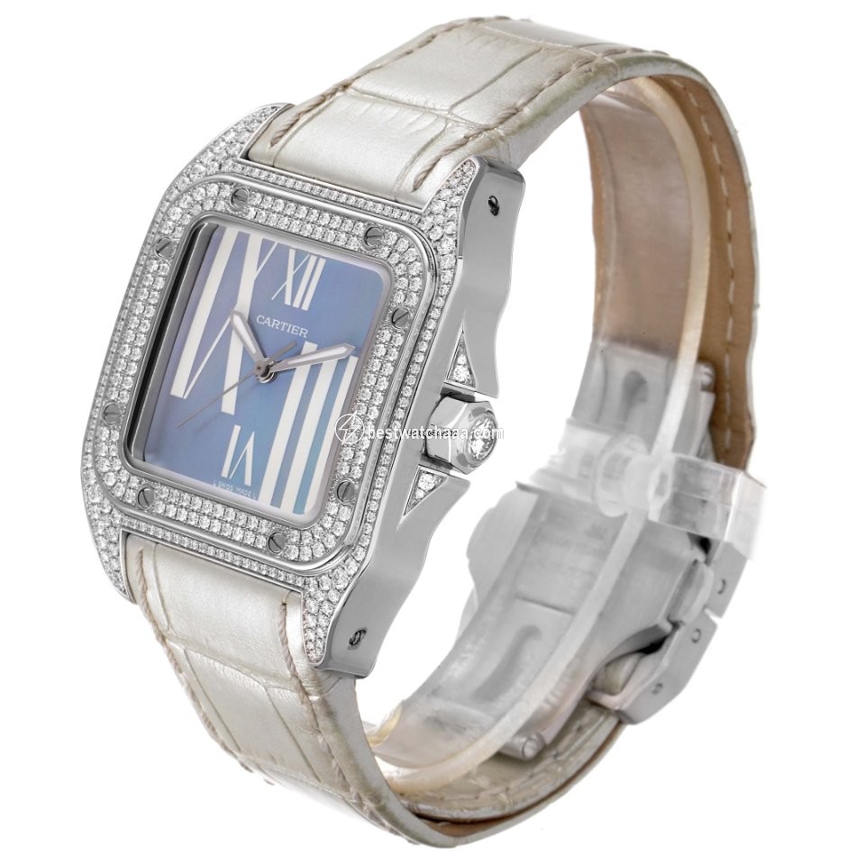 IMG_9081 Cartier Santos 100 Womens watch Automatic White gold WM503251 Replica 5
