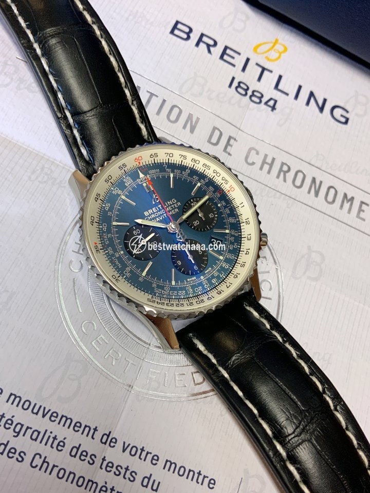 IMG_9081 Breitling Navitimer 1 B01 Chronograph 43 Mens watch Unisex Automatic Steel AB0121211C1P1 Replica 5